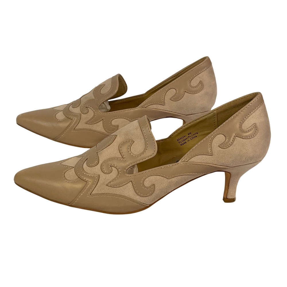 Bellini Bengal Beige Western Scroll Kitten Heel Pumps Women's‎ 8W Vegan READ